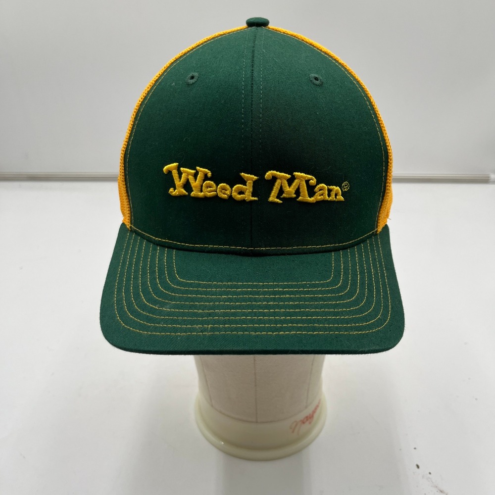 Richardson Trucker Hat Weed Man Lawn Care Mesh Snapback Green Yellow Men OSFM